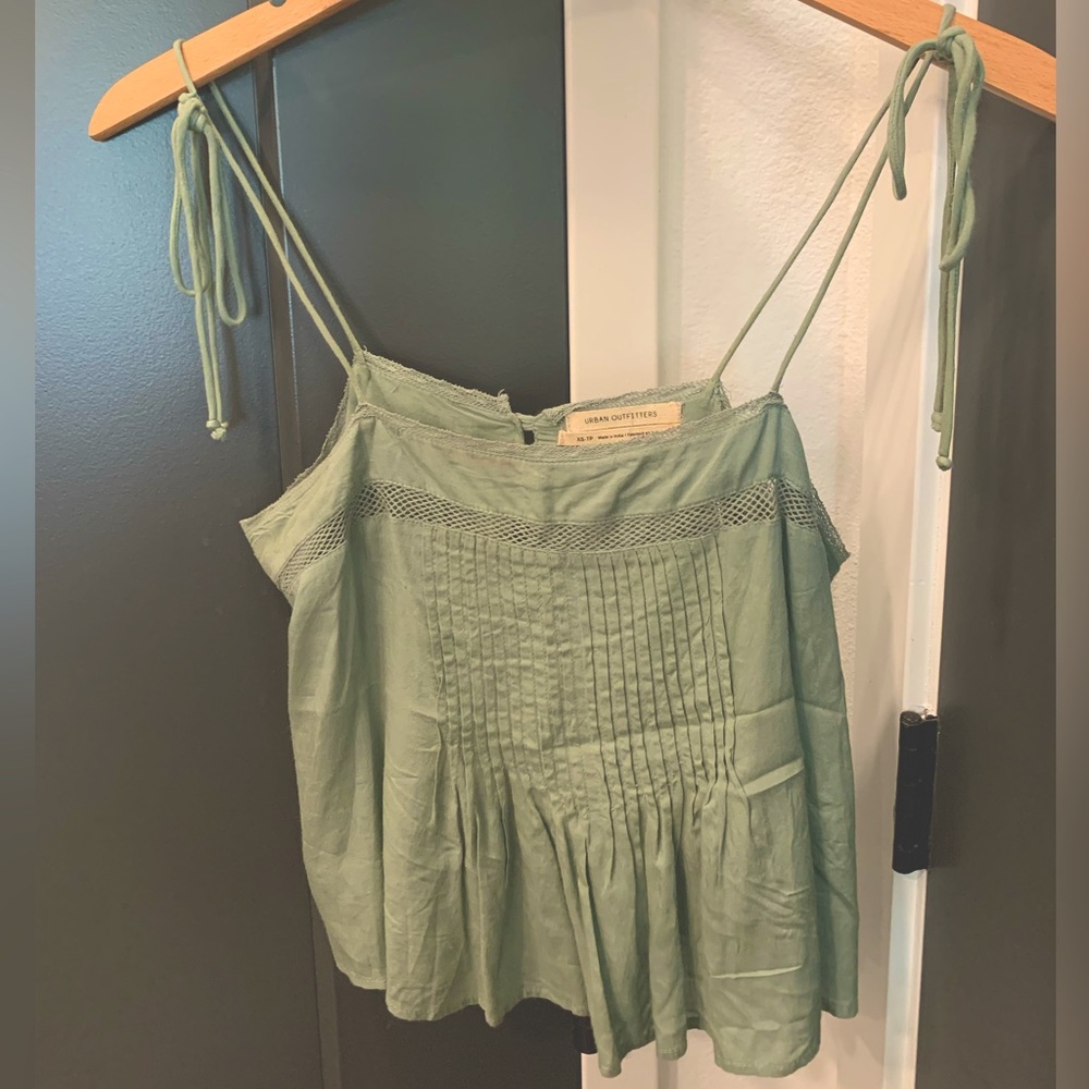 Urban Outfitters Light Sage Green Trapeze Tie Strap Crop Tank Top XS